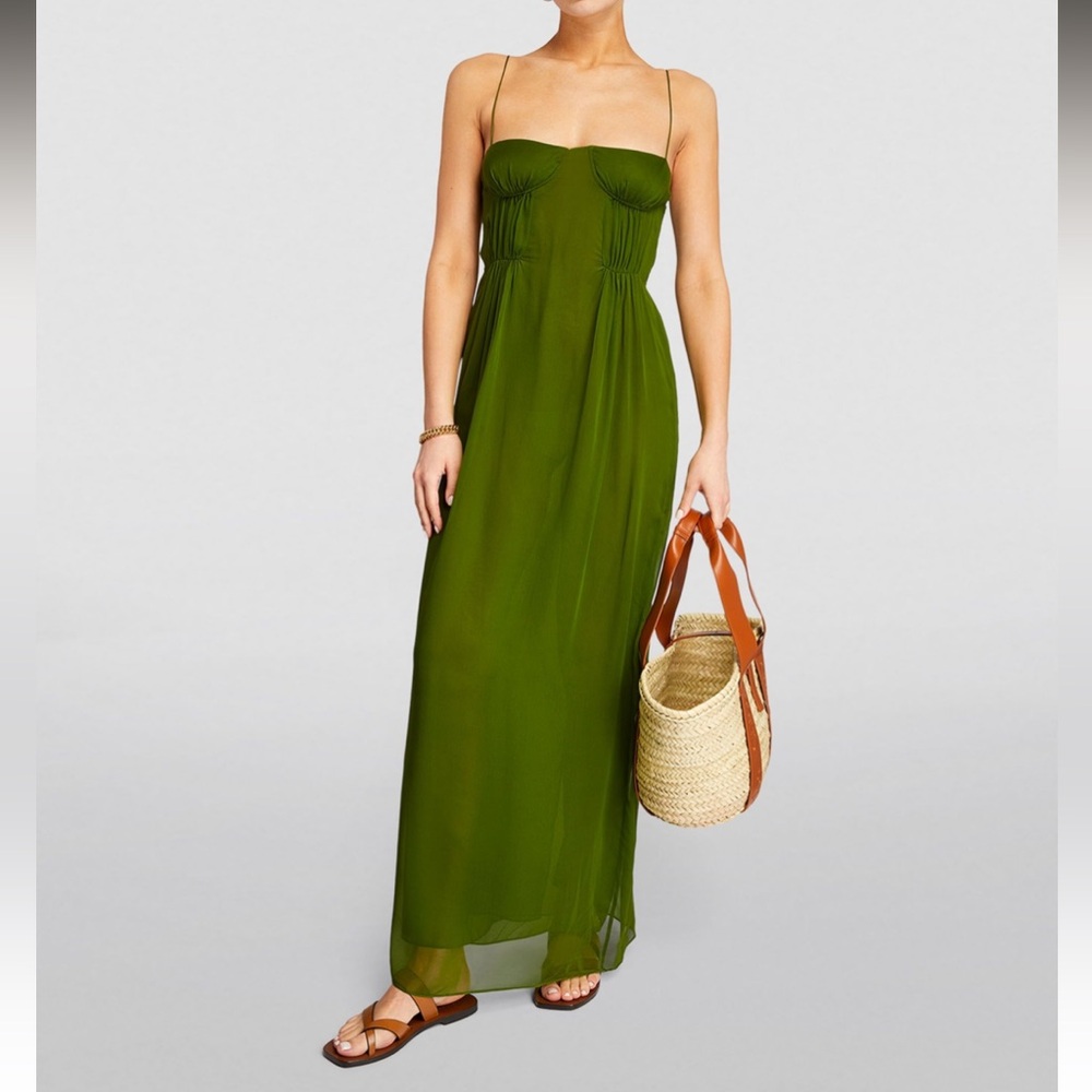 CHRISTOPHER ESBER Green Silk Balconette Dress